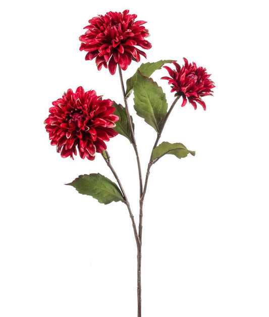 Dahlia spray x3 silk rood goud