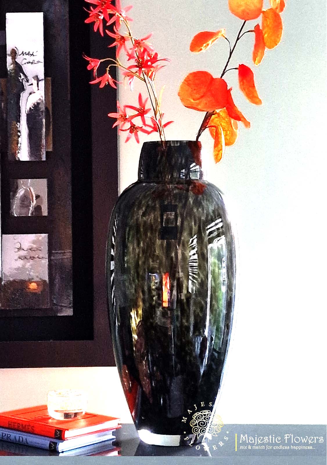 Vase design Sevilla GRIS/NOIR en verre 