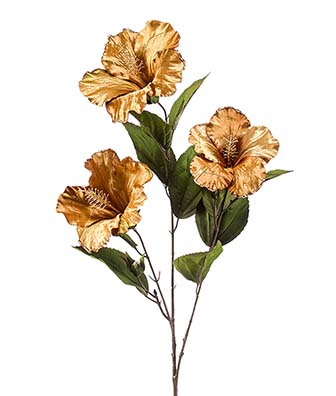 Hibiscus spray silk gold line