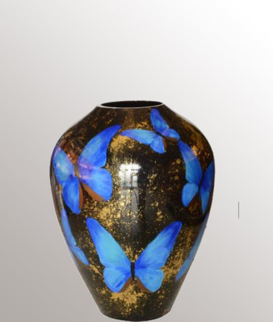 Vase papillon bleu or Kandar M