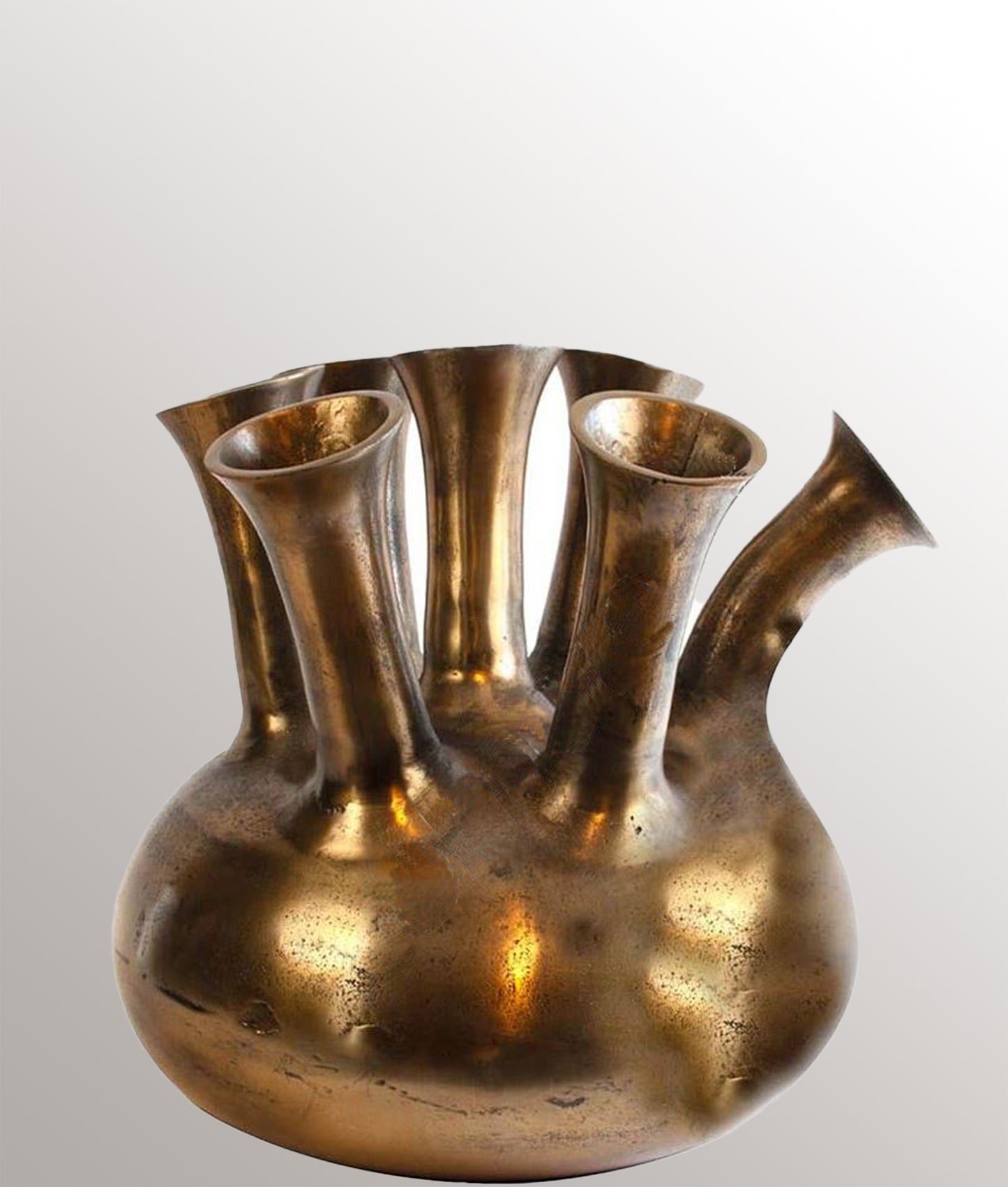 Vase corne 7 bouches bronze/or